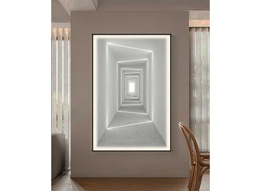 Black Frame 80*120 Cm White 3D Effect Crytsall Porsalein Painting With Led Light